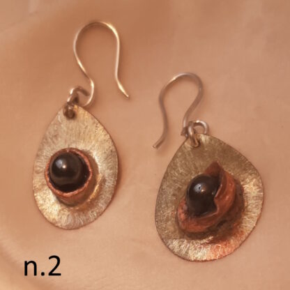 Pendientes corola con perla hematita - Imagen 4